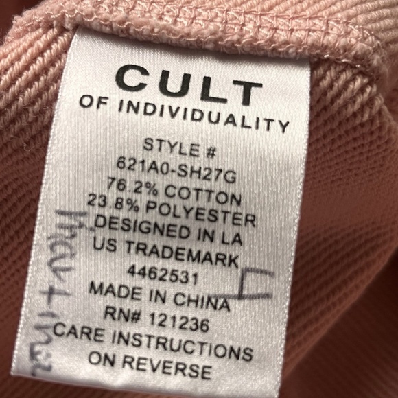 Cult of Individuality French Terry Sweat Shorts in Light Pink Salmon - Picture 10 of 12